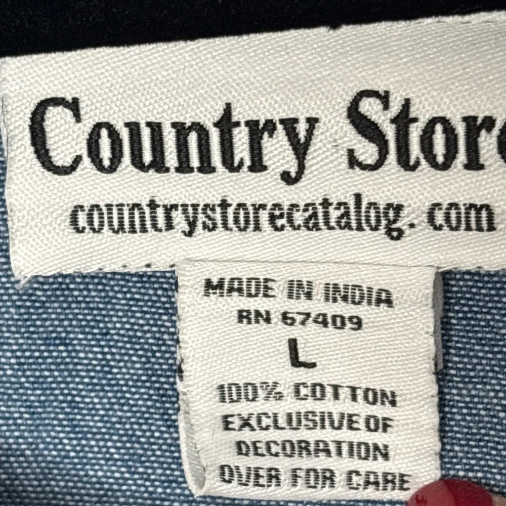 Country Store Modest Dress Women's Large Embroidered Denim Cottagecore Trad Farm - Picture 7 of 10